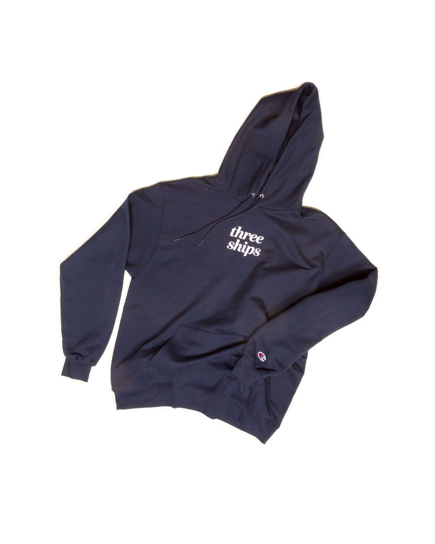Navy Three Ships Embroidered Hoodie